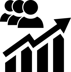 Growing bar graph and people icon for web template or mobile app design