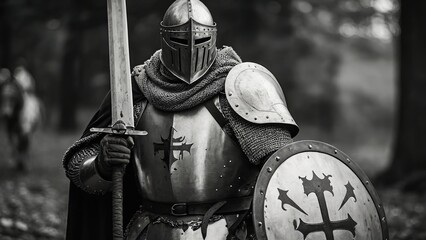 Noble Champion: Clad in Radiant Armor and Gripping a Mighty Blade, Gears Up for a Heroic Expedition in a Mythical Land