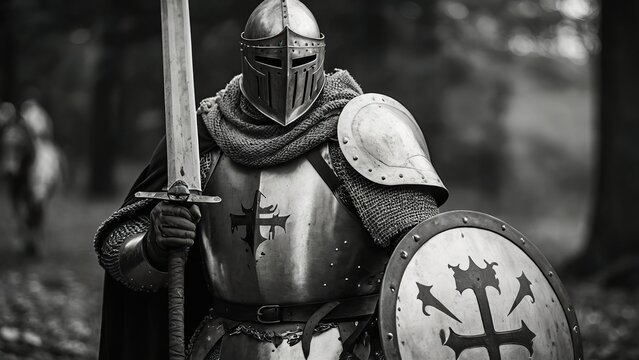 Noble Champion: Clad in Radiant Armor and Gripping a Mighty Blade, Gears Up for a Heroic Expedition in a Mythical Land