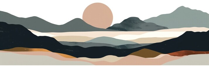 Obraz premium Abstract geometric shapes in earth tones and scandinavian, japandi style. Earth tone colored abstract shapes with a modern artistic style depicting geometric forms and patterns