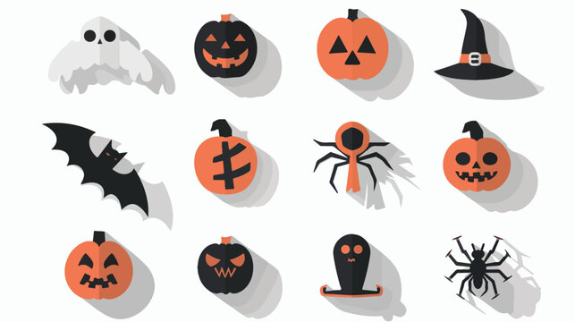 Flat modern design with shadow vector icons halloween