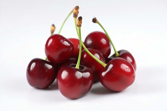 cherries, isolated, white, background, fruit, red, food, fresh, juicy, sweet, ripe, organic, healthy, vibrant