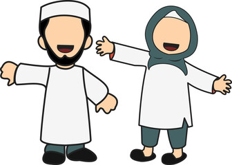 Muslim Couple Character Illustration 