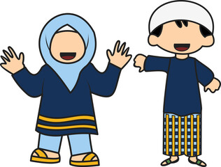 Muslim Couple Character Illustration 