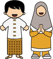 Muslim Couple Character Illustration 
