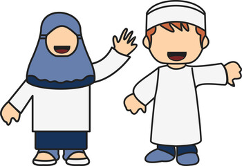 Muslim Couple Character Illustration 