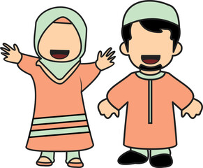 Muslim Couple Character Illustration 