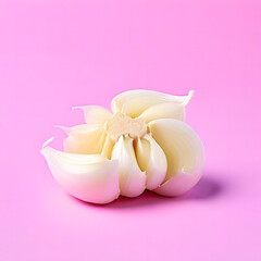 Fototapeta na wymiar sliced garlic isolated in one solid pastel color background