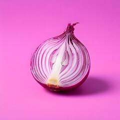 sliced onion isolated in one solid pastel color background
