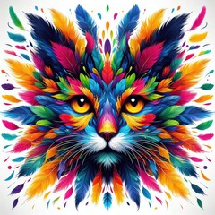 Naklejka premium Isolated Colorful Cat on a Clear PNG Canvas, Generative AI