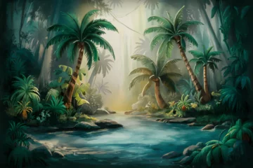 Möbelaufkleber tropical island with palms © Usama