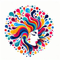 Isolated Colorful Women Face on a Clear PNG Canvas, Generative AI