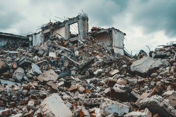 Bauschutt vor einem Haus das abgerissen wird