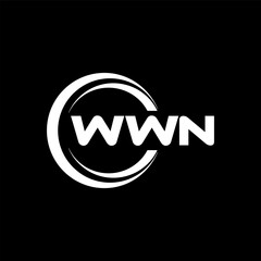 WWN letter logo design with black background in illustrator, cube logo, vector logo, modern alphabet font overlap style. calligraphy designs for logo, Poster, Invitation, etc.