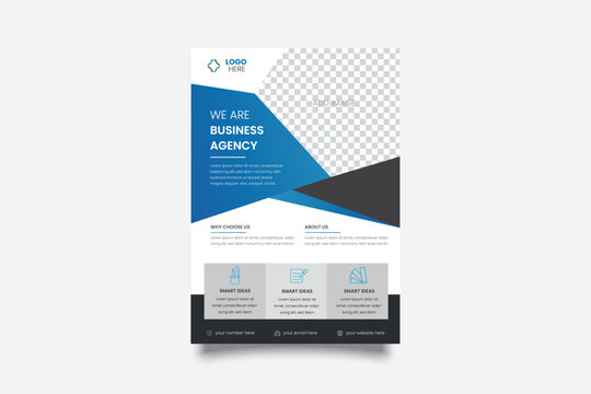 Corporate business flyer poster pamphlet brochure cover template design with blue color on a4 paper size. For marketing, business proposal, promotion, advertise, publication, cover page