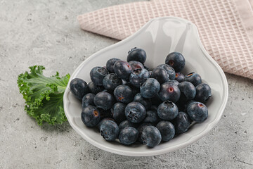 Sweet ripe blueberry on the bowl