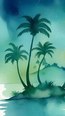 Fototapeta na wymiar Beach with palm trees wallpapers for I pad, Notebook cover, I phone, tab mobile high quality images