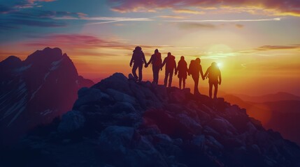 group of people on the top of the mountain