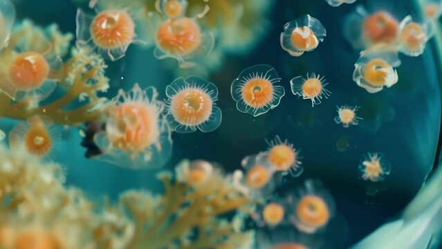 An aerial view of a petri dish filled with conidia each one growing and spreading in a controlled environment displaying their resilience . AI generation.