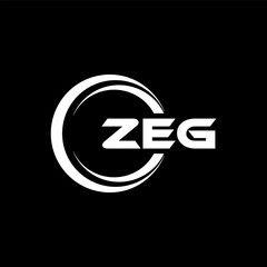 ZEG letter logo design with black background in illustrator, cube logo, vector logo, modern alphabet font overlap style. calligraphy designs for logo, Poster, Invitation, etc.