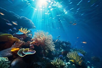 Obraz premium Breathtaking underwater scene., jelly fish