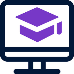online graduation icon. vector dual tone icon for your website, mobile, presentation, and logo design.