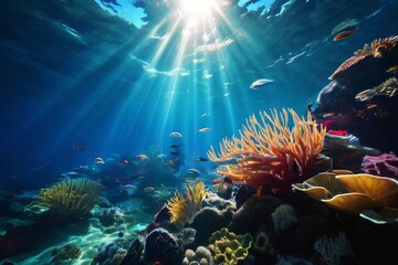 Fototapeta premium Breathtaking underwater scene., jelly fish
