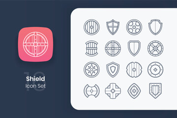 shield outline icon design set