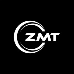 ZMT letter logo design with black background in illustrator, cube logo, vector logo, modern alphabet font overlap style. calligraphy designs for logo, Poster, Invitation, etc.