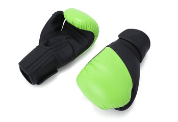 green and black boxing glove pair isolated on white background