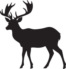 Deer Silhouette Vector Illustration White Background