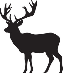 Deer Silhouette Vector Illustration White Background