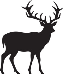 Deer Silhouette Vector Illustration White Background