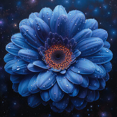 a image of a blue flower with water droplets on it