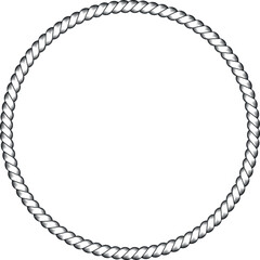 Round rope frame marine decorative loop black minimalist retro line vector illustration © Vikivector