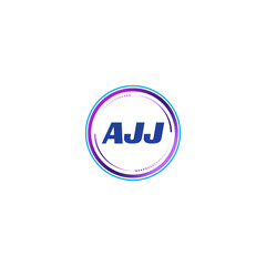 AJJ creative initial letter flat monogram logo design with White background.Vector logo modern alphabet gradient color frame style.