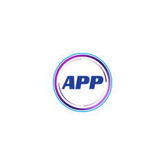 APP creative initial letter flat monogram logo design with White background.Vector logo modern alphabet gradient color frame style.