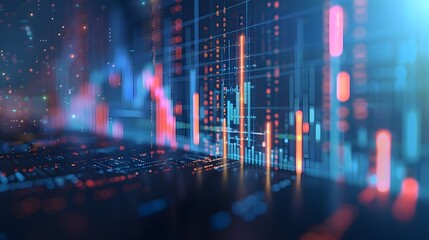 Obraz premium Futuristic Visualization of Advanced Financial Data Analytics and Algorithmic Trading Algorithms