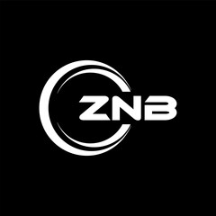 ZNB letter logo design with black background in illustrator, cube logo, vector logo, modern alphabet font overlap style. calligraphy designs for logo, Poster, Invitation, etc.