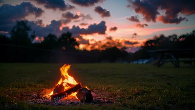 As the sun sets the picnic becomes a bonfire with marshmallows roasting and ghost stories being shared.