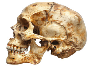 Human head skull isolated on white
