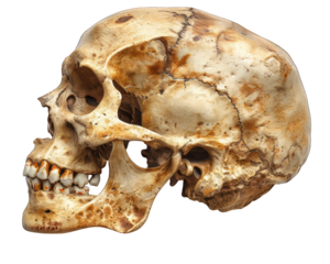 Human head skull isolated on white