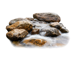 Water falling, stones in water