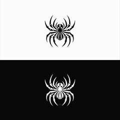 Spider silhouette, spider animal symbol logo in 2 colors, Scary animal with long claws.