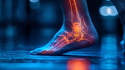 joint diseases, hallux valgus, plantar fasciitis, heel spur. Depicts a woman's leg in pain, emphasizing foot health issues - obrazy, fototapety, plakaty