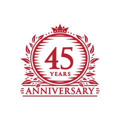45 years celebrating anniversary design template. 45th anniversary logo. Vector and illustration.