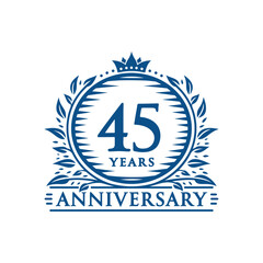 45 years celebrating anniversary design template. 45th anniversary logo. Vector and illustration.