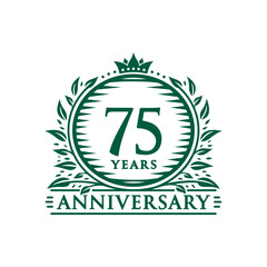 75 years celebrating anniversary design template. 75th anniversary logo. Vector and illustration.