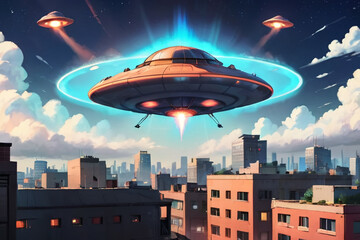 ufo over the city. Generative AI