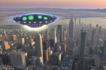 ufo over the city. Generative AI